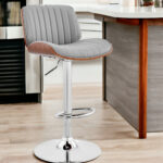 24-Inch Gray Adjustable Height Bar Stool with Swivel Function