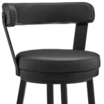 26" Black Swivel Faux Leather Counter Height Bar Stool