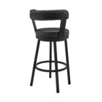26" Black Swivel Faux Leather Counter Height Bar Stool