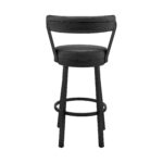 26" Black Swivel Faux Leather Counter Height Bar Stool