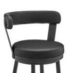 26" Black Swivel Faux Leather Counter Height Bar Stool