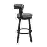 30 Inch Gray Faux Leather Swivel Bar Stool With Black Finish 12 30 Inch Gray Faux Leather Swivel Bar Stool With Black Finish