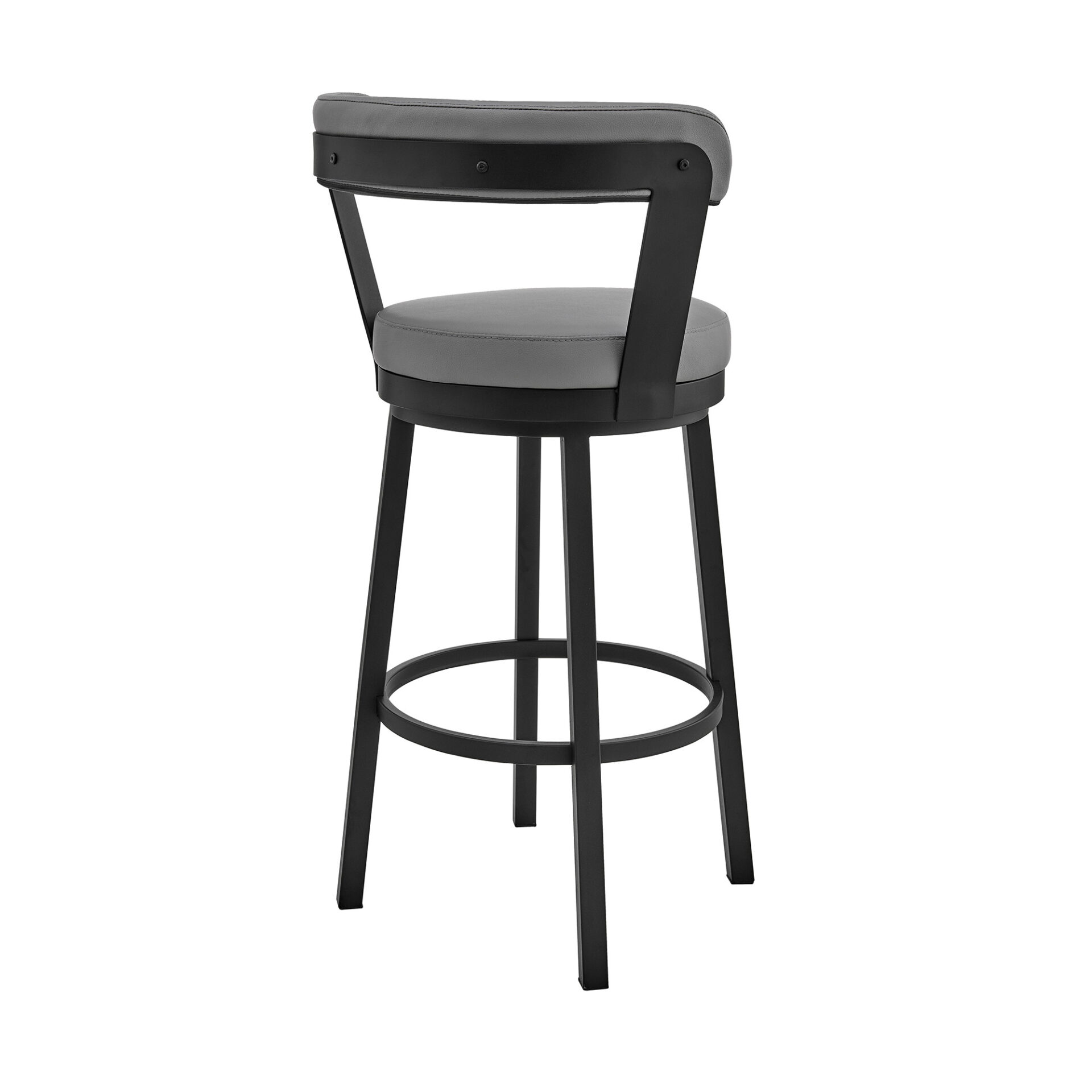 30 Inch Gray Faux Leather Swivel Bar Stool With Black Finish 4 30 Inch Gray Faux Leather Swivel Bar Stool With Black Finish - Image 4