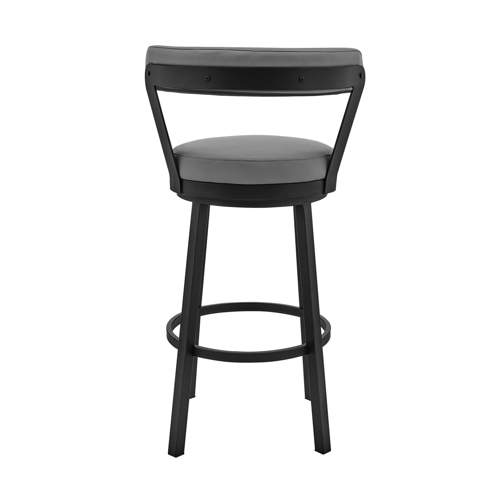 30 Inch Gray Faux Leather Swivel Bar Stool With Black Finish 5 30 Inch Gray Faux Leather Swivel Bar Stool With Black Finish - Image 5