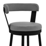 30 Inch Gray Faux Leather Swivel Bar Stool With Black Finish 15 30 Inch Gray Faux Leather Swivel Bar Stool With Black Finish