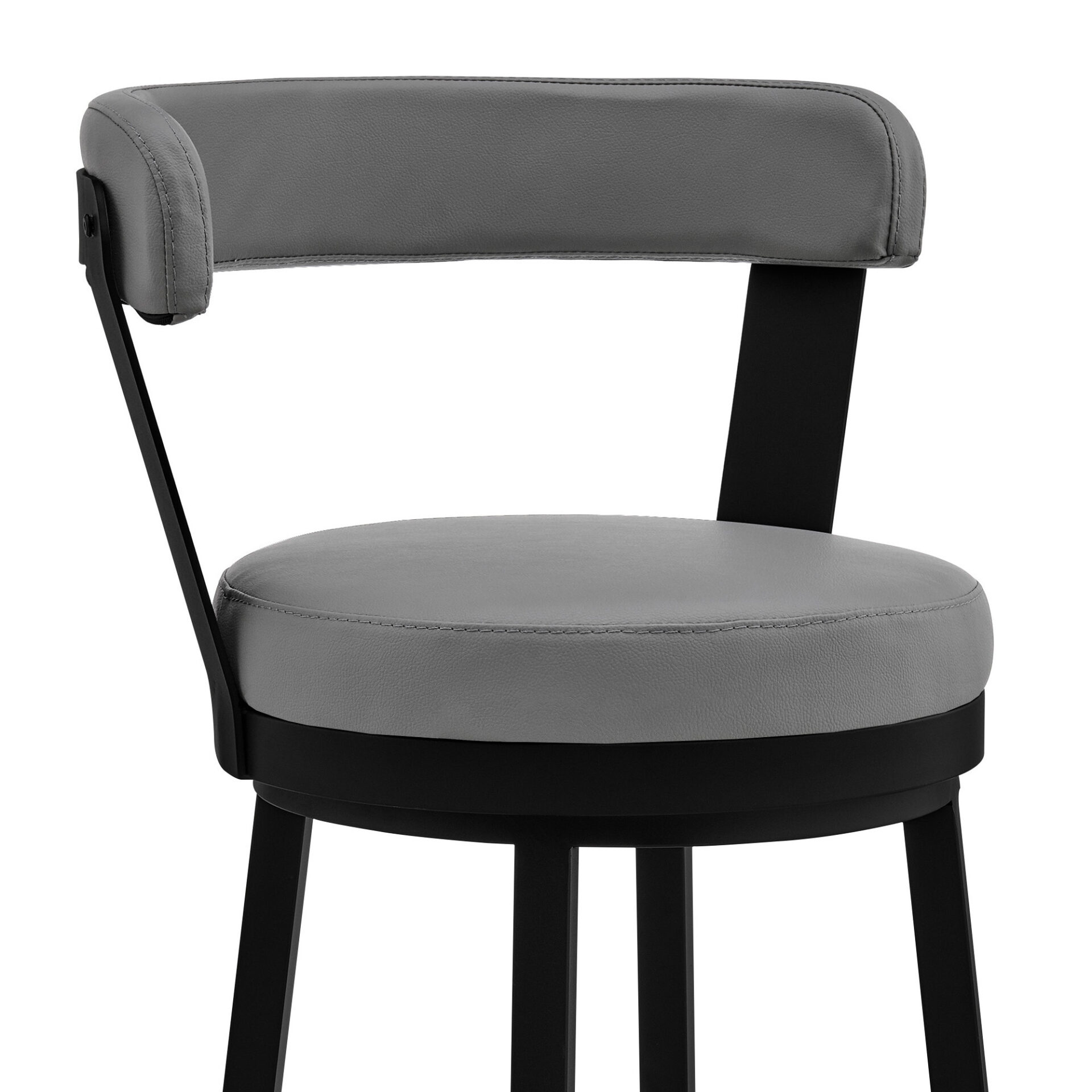 30 Inch Gray Faux Leather Swivel Bar Stool With Black Finish 6 30 Inch Gray Faux Leather Swivel Bar Stool With Black Finish - Image 6