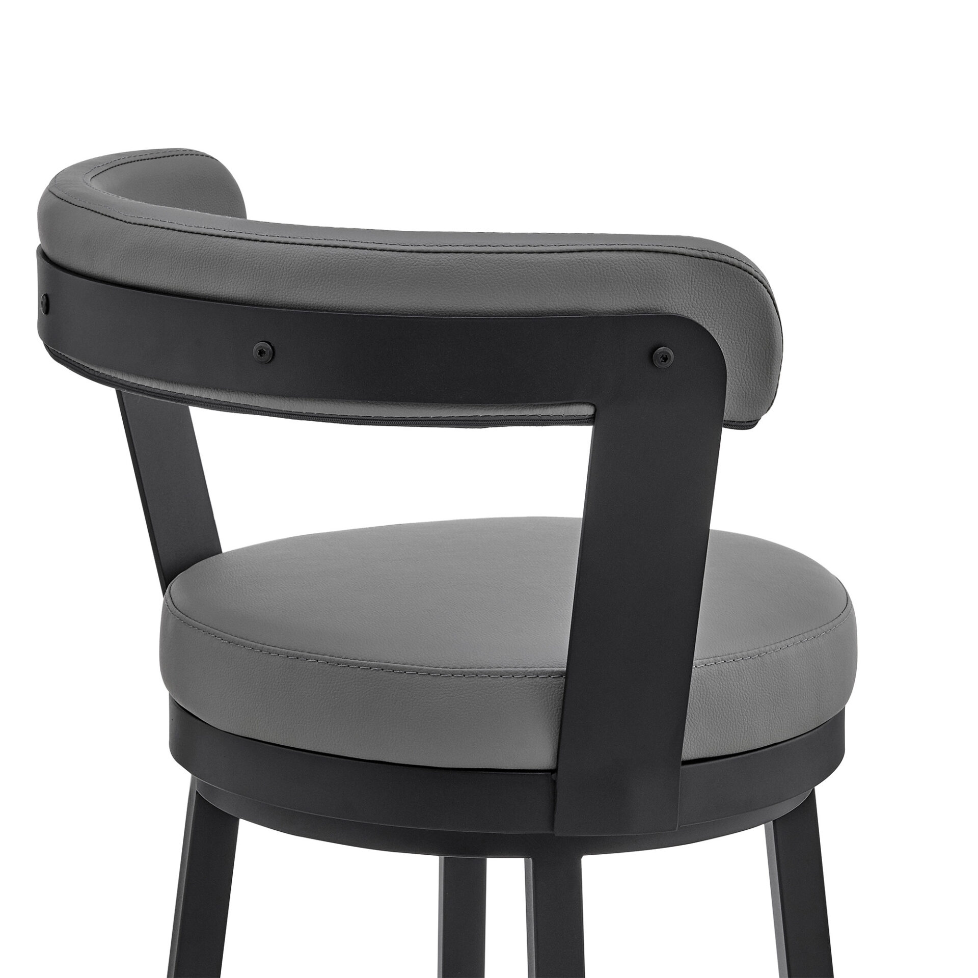30 Inch Gray Faux Leather Swivel Bar Stool With Black Finish 7 30 Inch Gray Faux Leather Swivel Bar Stool With Black Finish - Image 7