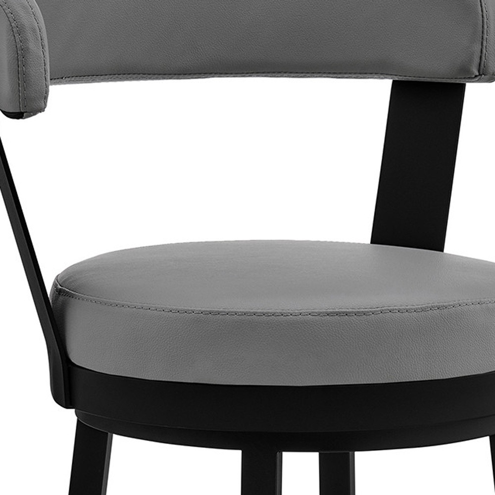 30 Inch Gray Faux Leather Swivel Bar Stool With Black Finish 9 30 Inch Gray Faux Leather Swivel Bar Stool With Black Finish - Image 9