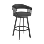 30 Inch Black Swivel Faux Leather Bar Stool