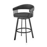 30 Inch Black Swivel Faux Leather Bar Stool