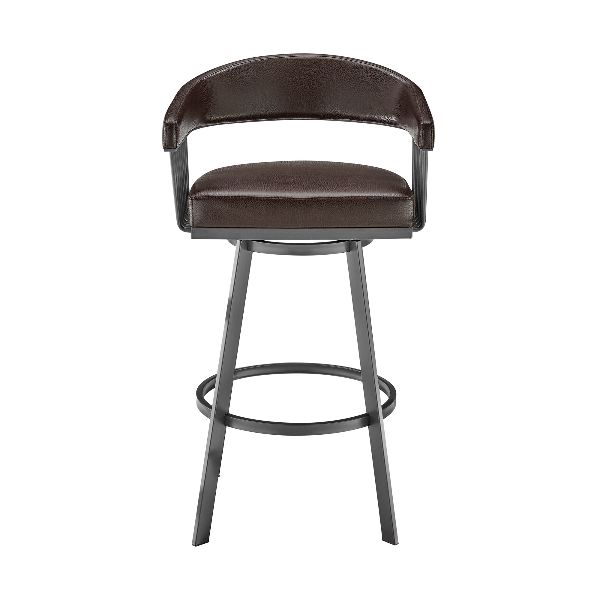 25-Inch Chocolate and Gray Swivel Low Back Bar Stool 3 25-Inch Chocolate and Gray Swivel Low Back Bar Stool - Image 3
