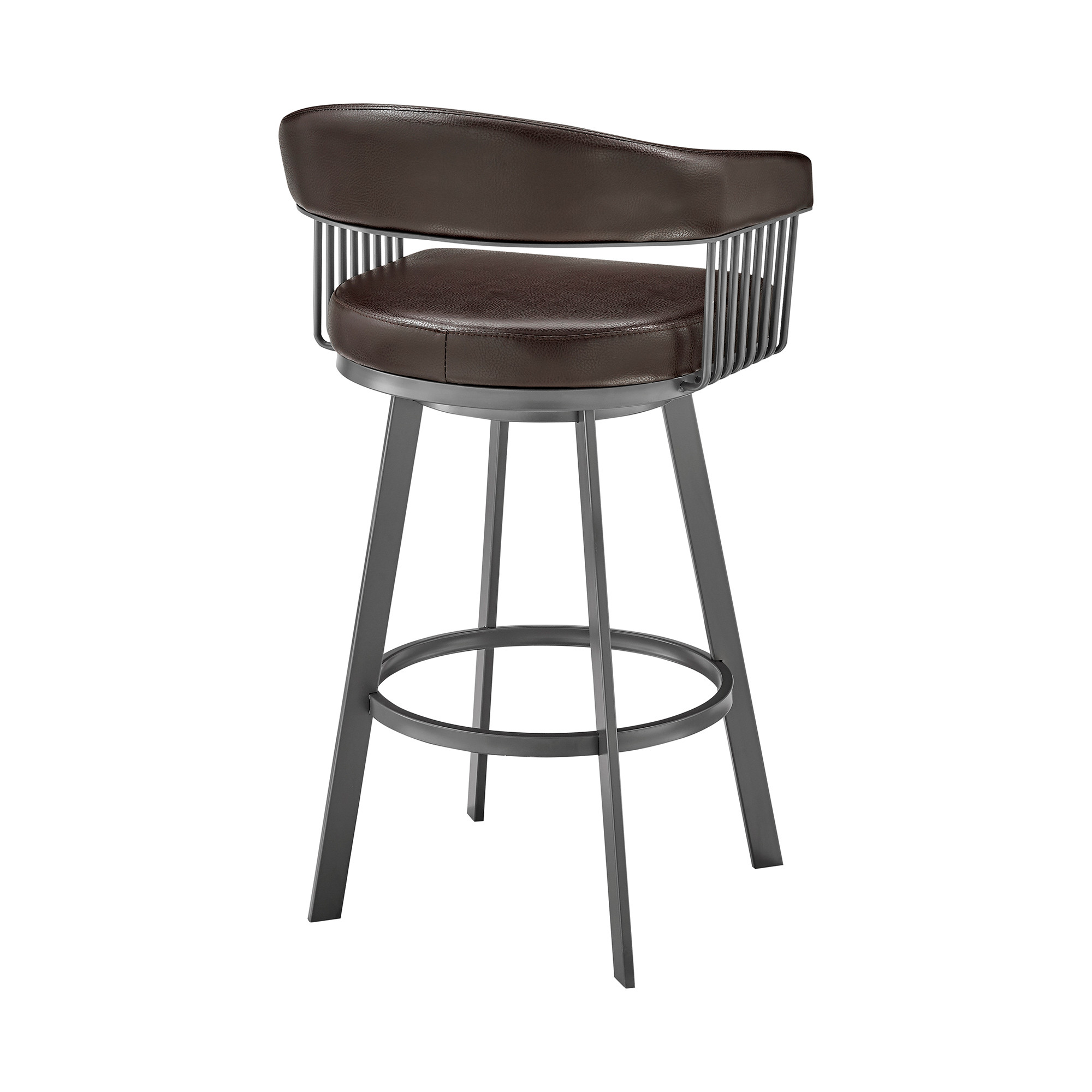 25-Inch Chocolate and Gray Swivel Low Back Bar Stool 5 25-Inch Chocolate and Gray Swivel Low Back Bar Stool - Image 5