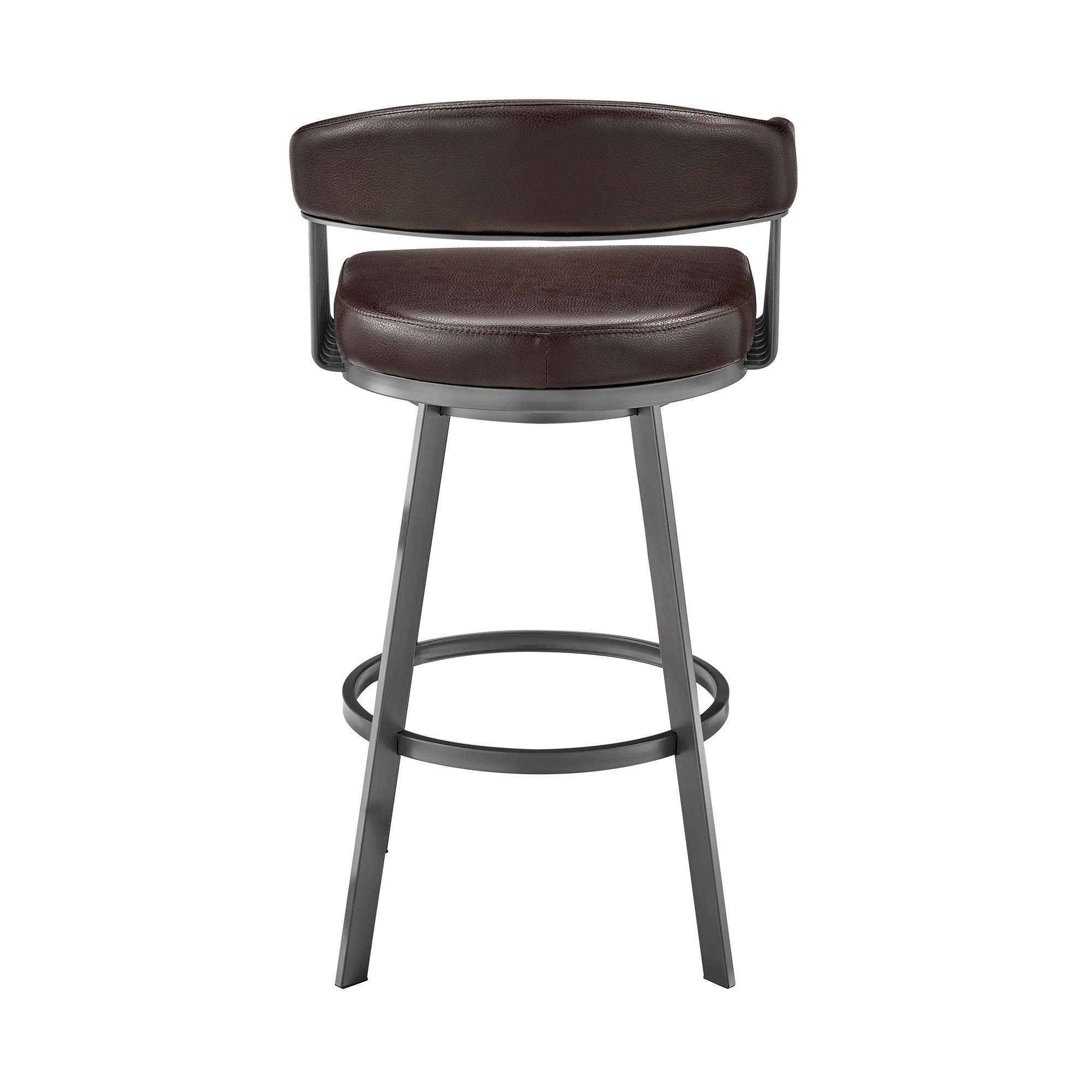 25-Inch Chocolate and Gray Swivel Low Back Bar Stool 6 25-Inch Chocolate and Gray Swivel Low Back Bar Stool - Image 6