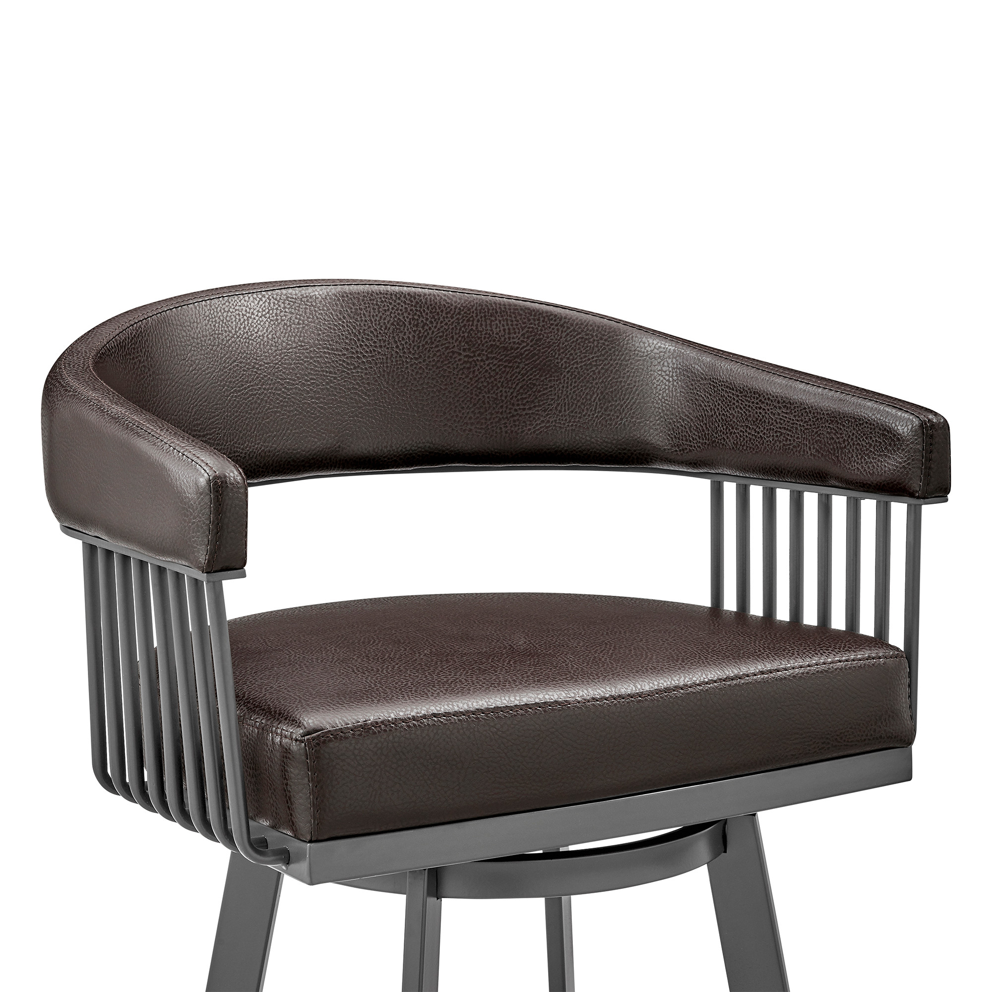 25-Inch Chocolate and Gray Swivel Low Back Bar Stool 7 25-Inch Chocolate and Gray Swivel Low Back Bar Stool - Image 7