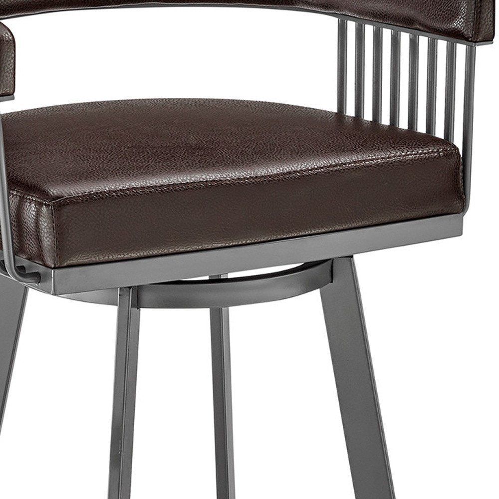 25-Inch Chocolate and Gray Swivel Low Back Bar Stool 9 25-Inch Chocolate and Gray Swivel Low Back Bar Stool - Image 9