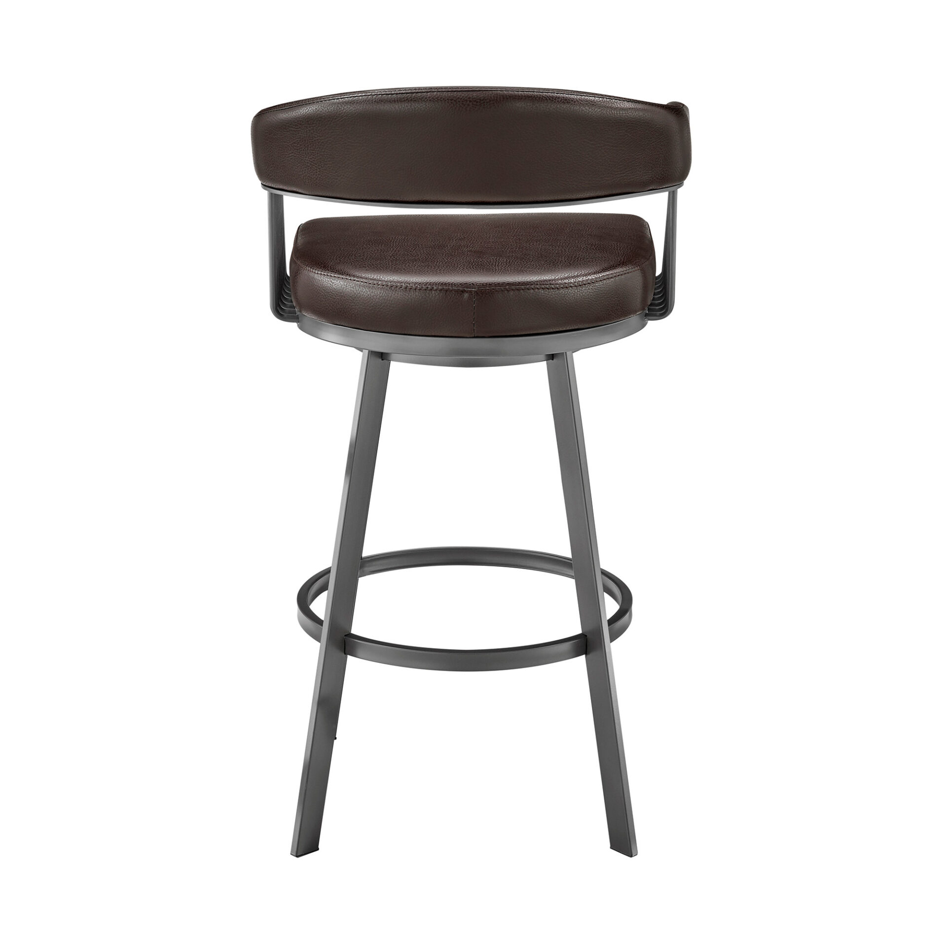 30 Inch Brown Faux Leather Swivel Bar Stool With Back 5 30 Inch Brown Faux Leather Swivel Bar Stool With Back - Image 5