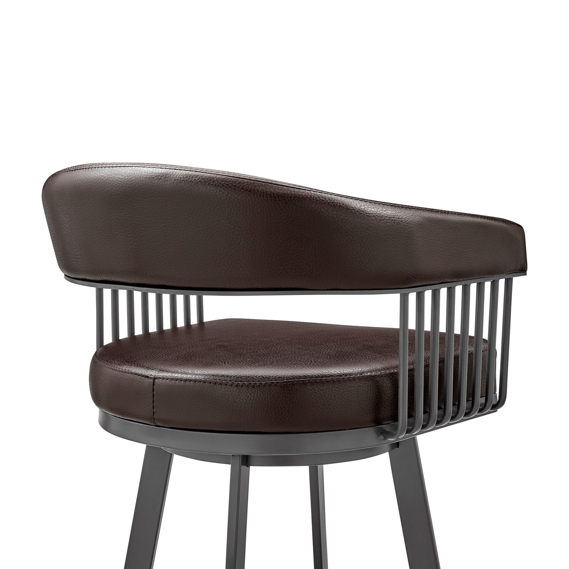 30 Inch Brown Faux Leather Swivel Bar Stool With Back 7 30 Inch Brown Faux Leather Swivel Bar Stool With Back - Image 7
