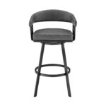 30 Inch Gray Faux Leather Black Swivel Bar Stool