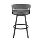 30 Inch Gray Faux Leather Black Swivel Bar Stool