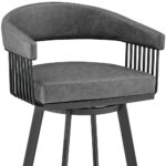 30 Inch Gray Faux Leather Black Swivel Bar Stool