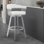 30 Inch White Faux Leather Silver Swivel Bar Stool 18 30 Inch White Faux Leather Silver Swivel Bar Stool
