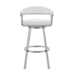 30 Inch White Faux Leather Silver Swivel Bar Stool 11 30 Inch White Faux Leather Silver Swivel Bar Stool