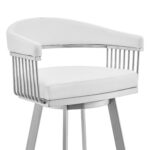 30 Inch White Faux Leather Silver Swivel Bar Stool 14 30 Inch White Faux Leather Silver Swivel Bar Stool