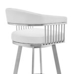 30 Inch White Faux Leather Silver Swivel Bar Stool 15 30 Inch White Faux Leather Silver Swivel Bar Stool