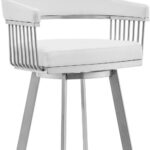 30 Inch White Faux Leather Silver Swivel Bar Stool 17 30 Inch White Faux Leather Silver Swivel Bar Stool