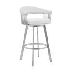 30 Inch White Faux Leather Silver Swivel Bar Stool 10 30 Inch White Faux Leather Silver Swivel Bar Stool
