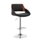 43 Inch Black and Silver Adjustable Swivel Bar Stool