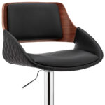 43 Inch Black and Silver Adjustable Swivel Bar Stool