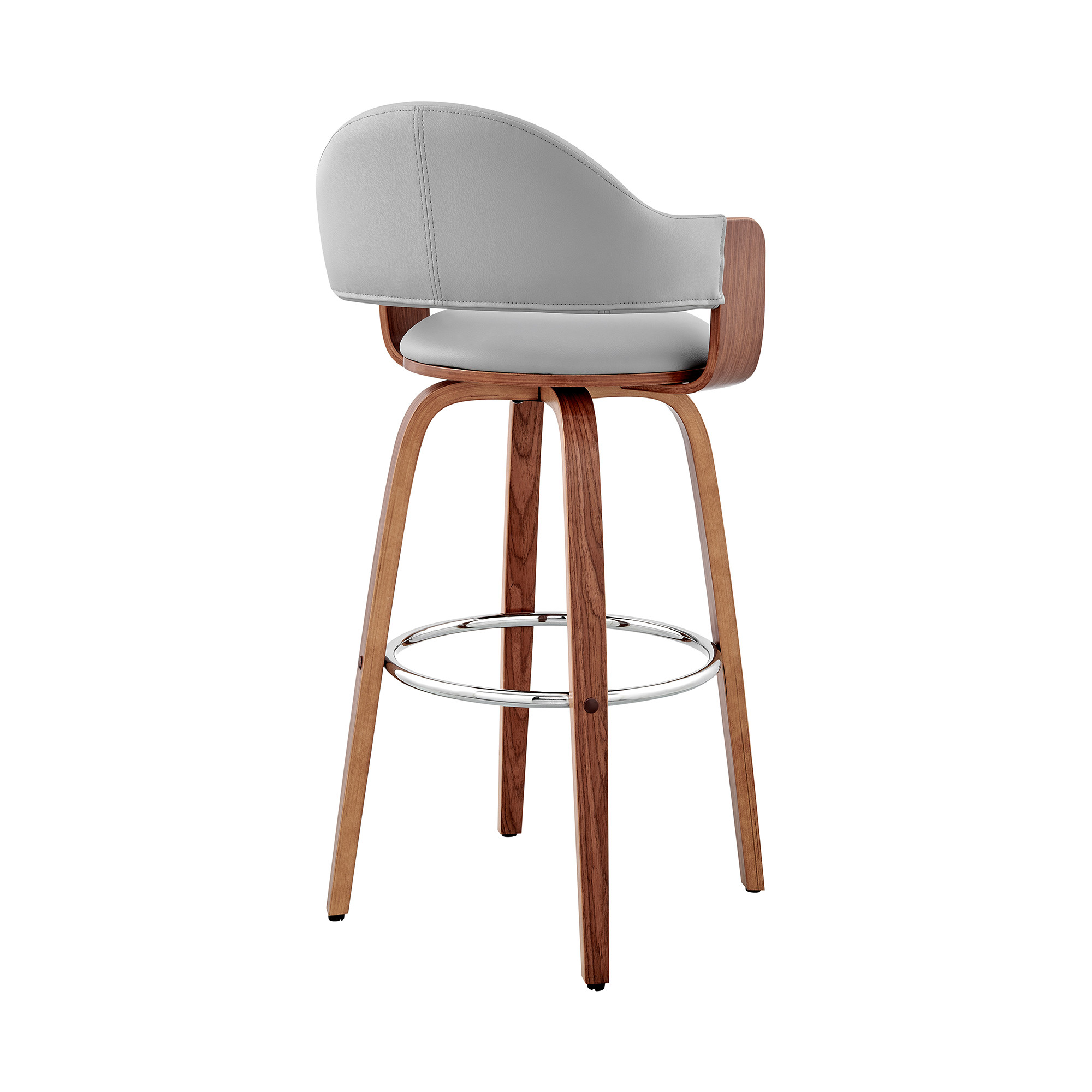 26" Gray and Walnut Swivel Counter Height Bar Stool 3 26" Gray and Walnut Swivel Counter Height Bar Stool - Image 3
