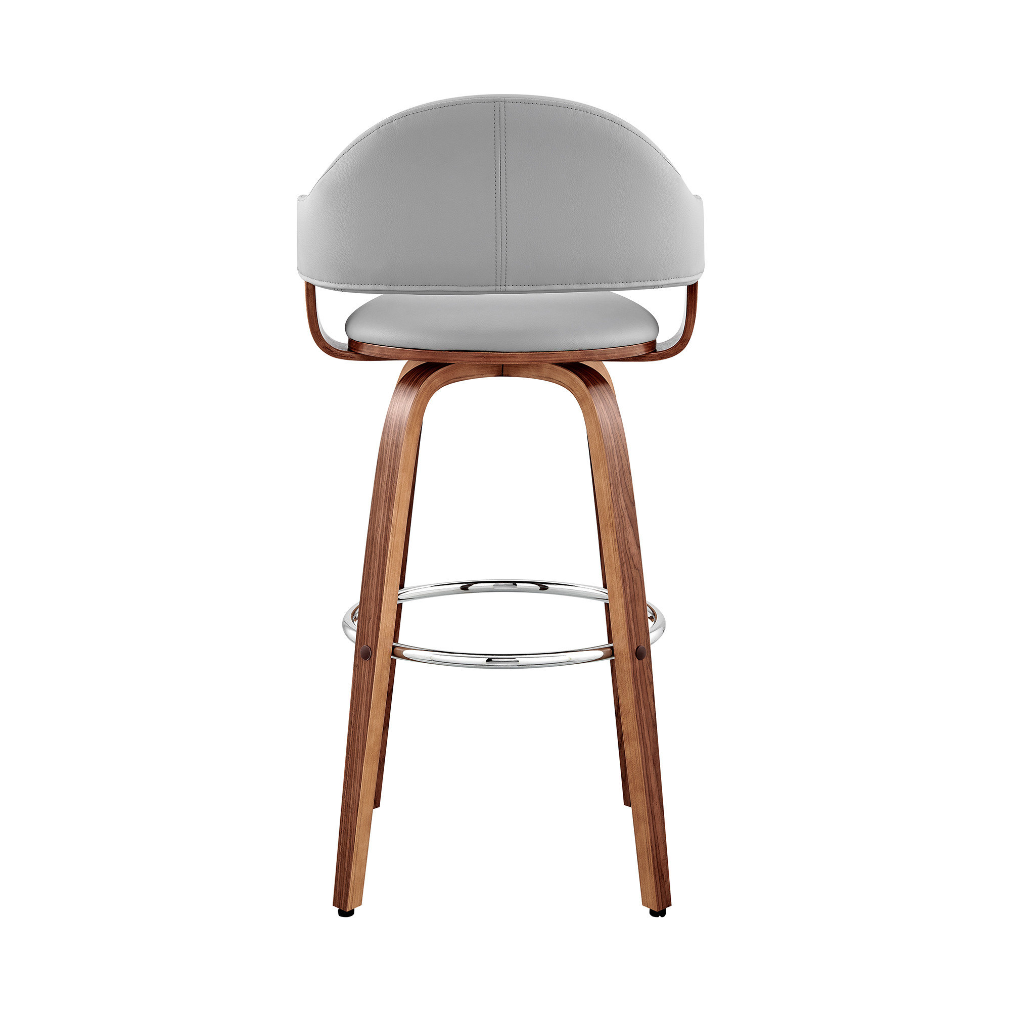 26" Gray and Walnut Swivel Counter Height Bar Stool 4 26" Gray and Walnut Swivel Counter Height Bar Stool - Image 4