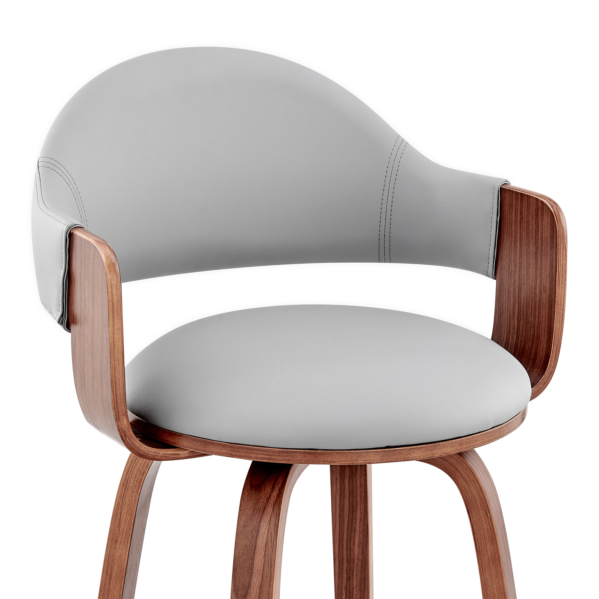 26" Gray and Walnut Swivel Counter Height Bar Stool 5 26" Gray and Walnut Swivel Counter Height Bar Stool - Image 5