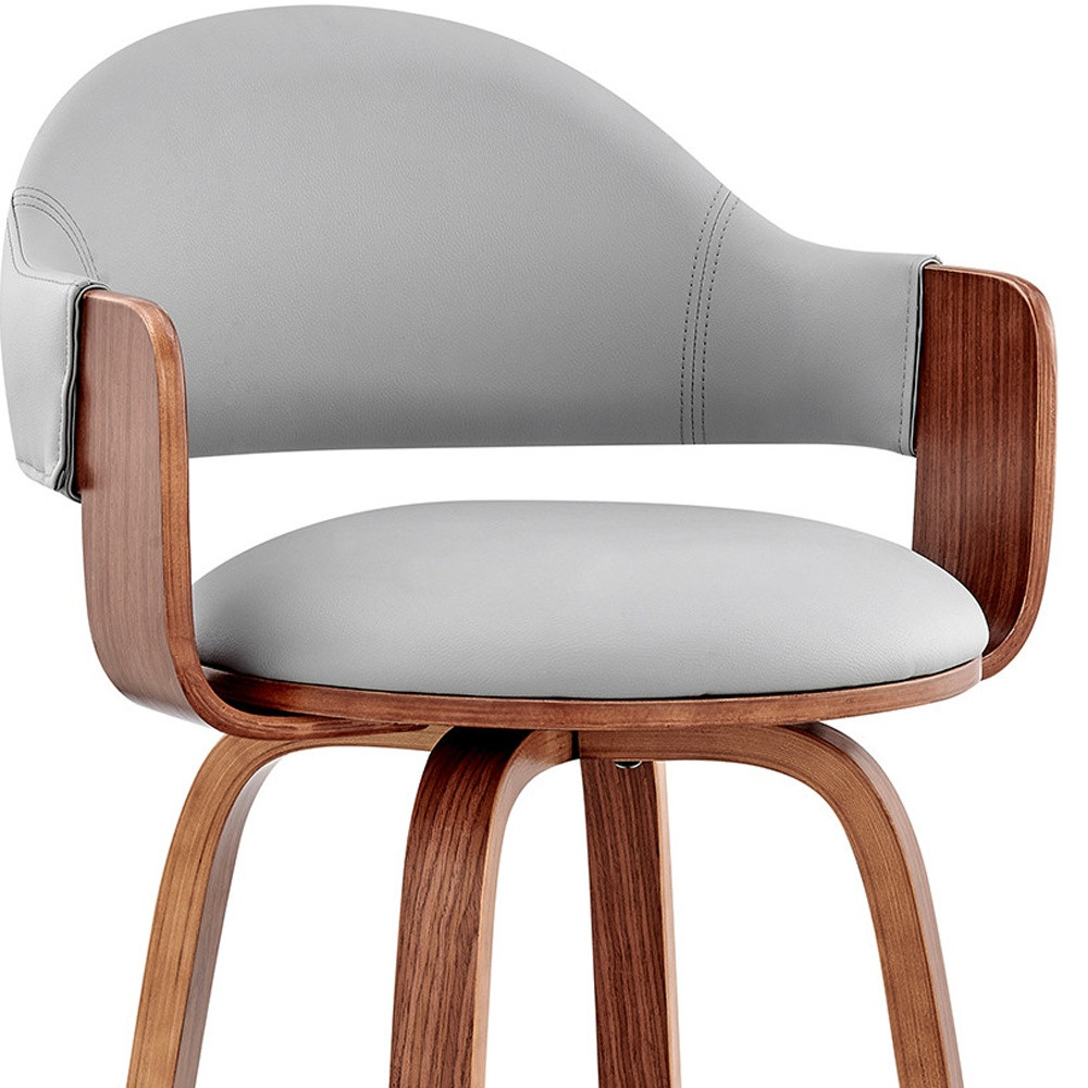 26" Gray and Walnut Swivel Counter Height Bar Stool 6 26" Gray and Walnut Swivel Counter Height Bar Stool - Image 6