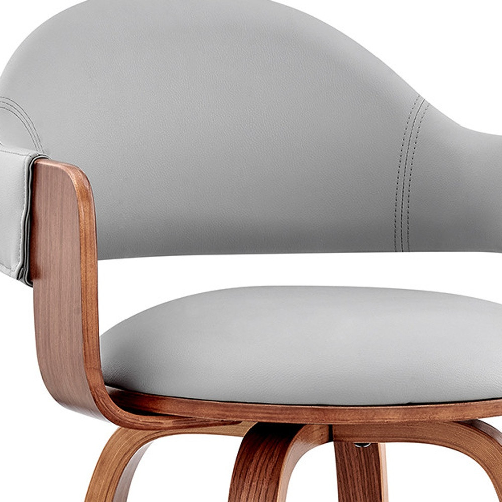30 Inch Gray and Brown Swivel Bar Stool with Walnut Wood 5 30 Inch Gray and Brown Swivel Bar Stool with Walnut Wood - Image 5