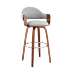 30 Inch Gray and Brown Swivel Bar Stool with Walnut Wood 9 30 Inch Gray and Brown Swivel Bar Stool with Walnut Wood