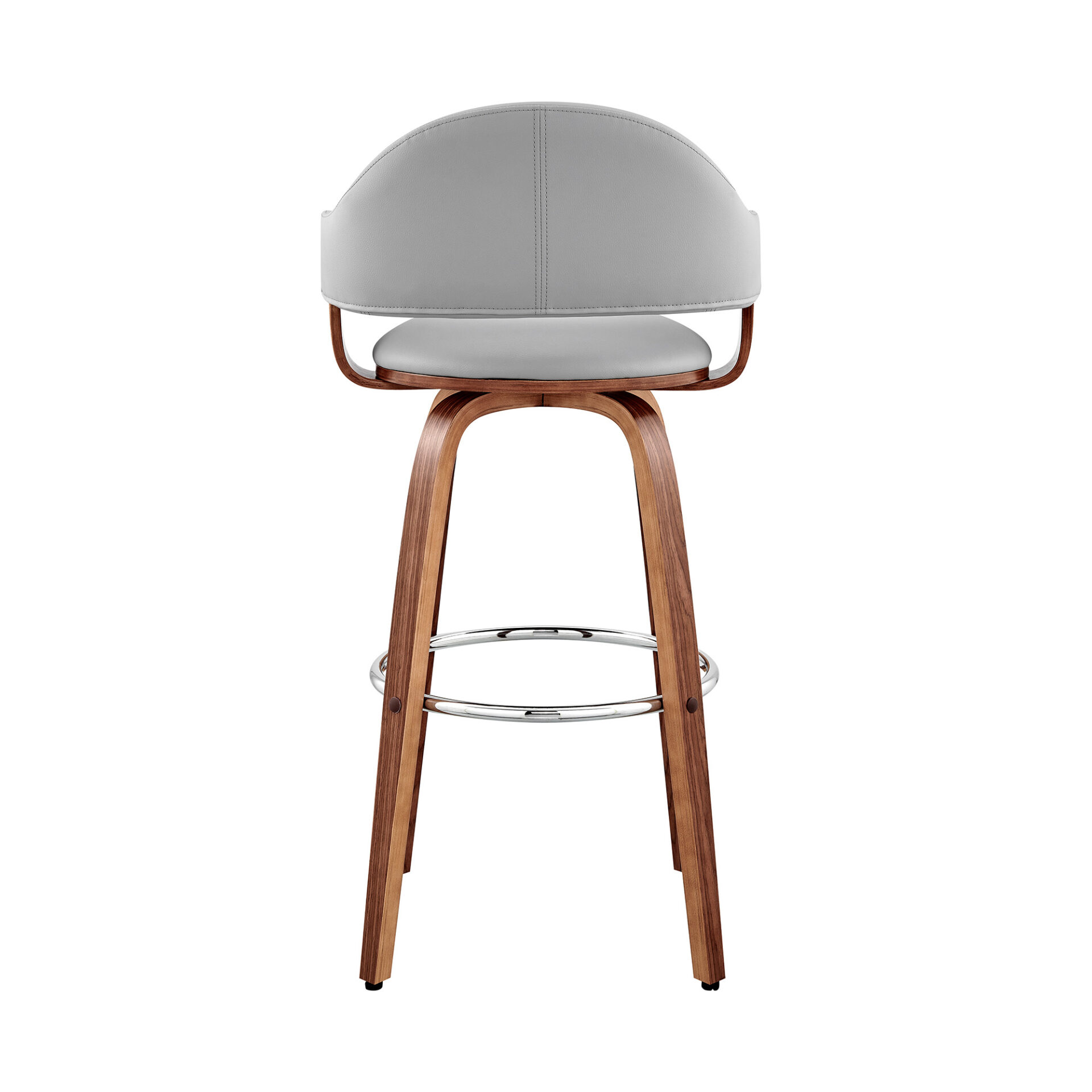30 Inch Gray and Brown Swivel Bar Stool with Walnut Wood 4 30 Inch Gray and Brown Swivel Bar Stool with Walnut Wood - Image 4
