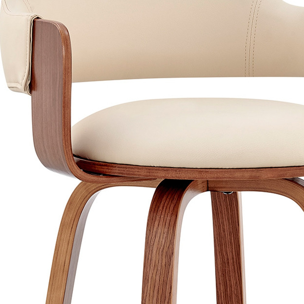 30 Inch Cream and Brown Swivel Bar Stool With Armrests 7 30 Inch Cream and Brown Swivel Bar Stool With Armrests - Image 7