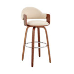 30 Inch Cream and Brown Swivel Bar Stool With Armrests 10 30 Inch Cream and Brown Swivel Bar Stool With Armrests