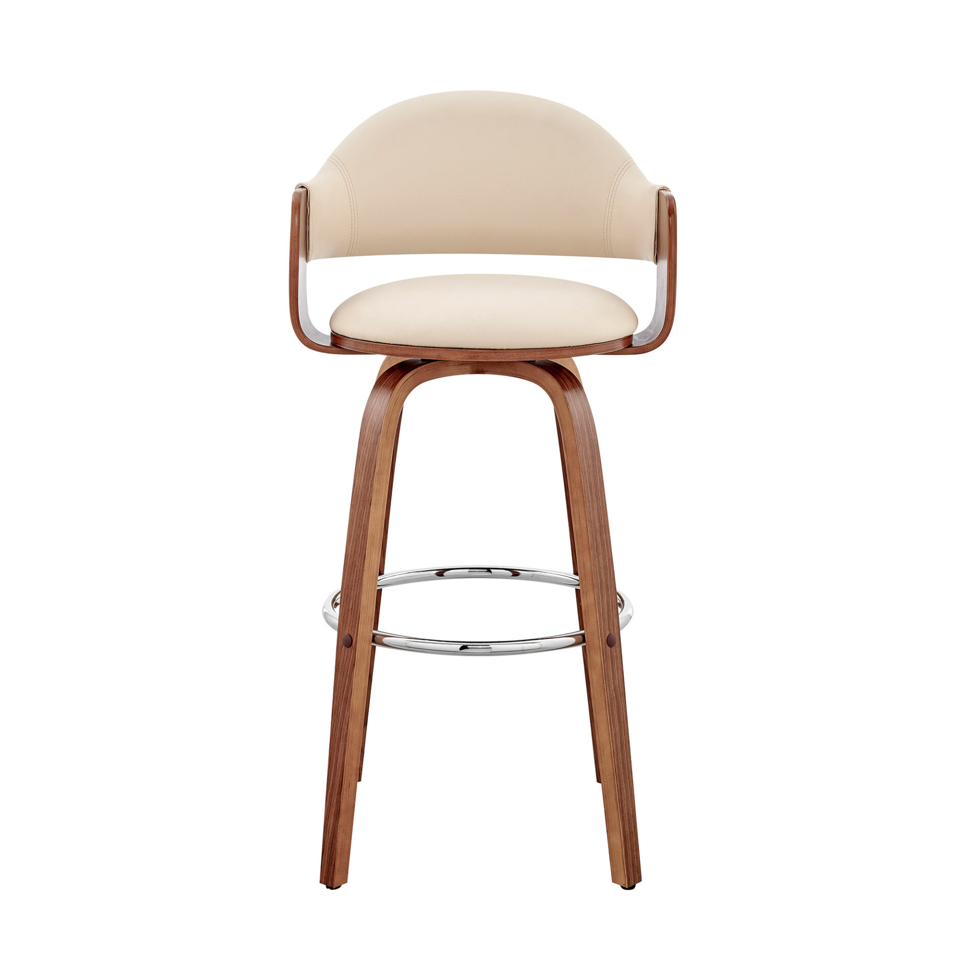 30 Inch Cream and Brown Swivel Bar Stool With Armrests 3 30 Inch Cream and Brown Swivel Bar Stool With Armrests - Image 3