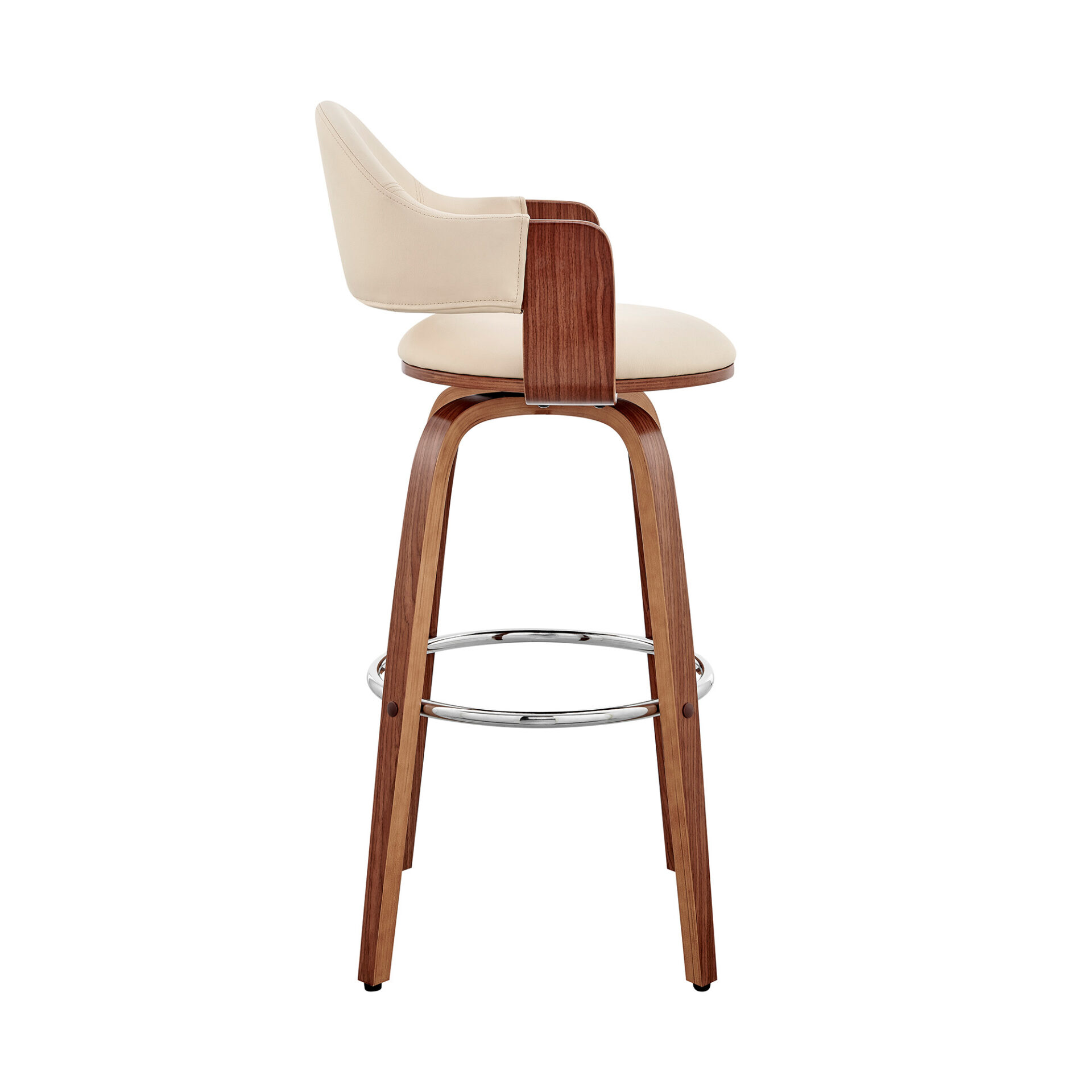 30 Inch Cream and Brown Swivel Bar Stool With Armrests 4 30 Inch Cream and Brown Swivel Bar Stool With Armrests - Image 4