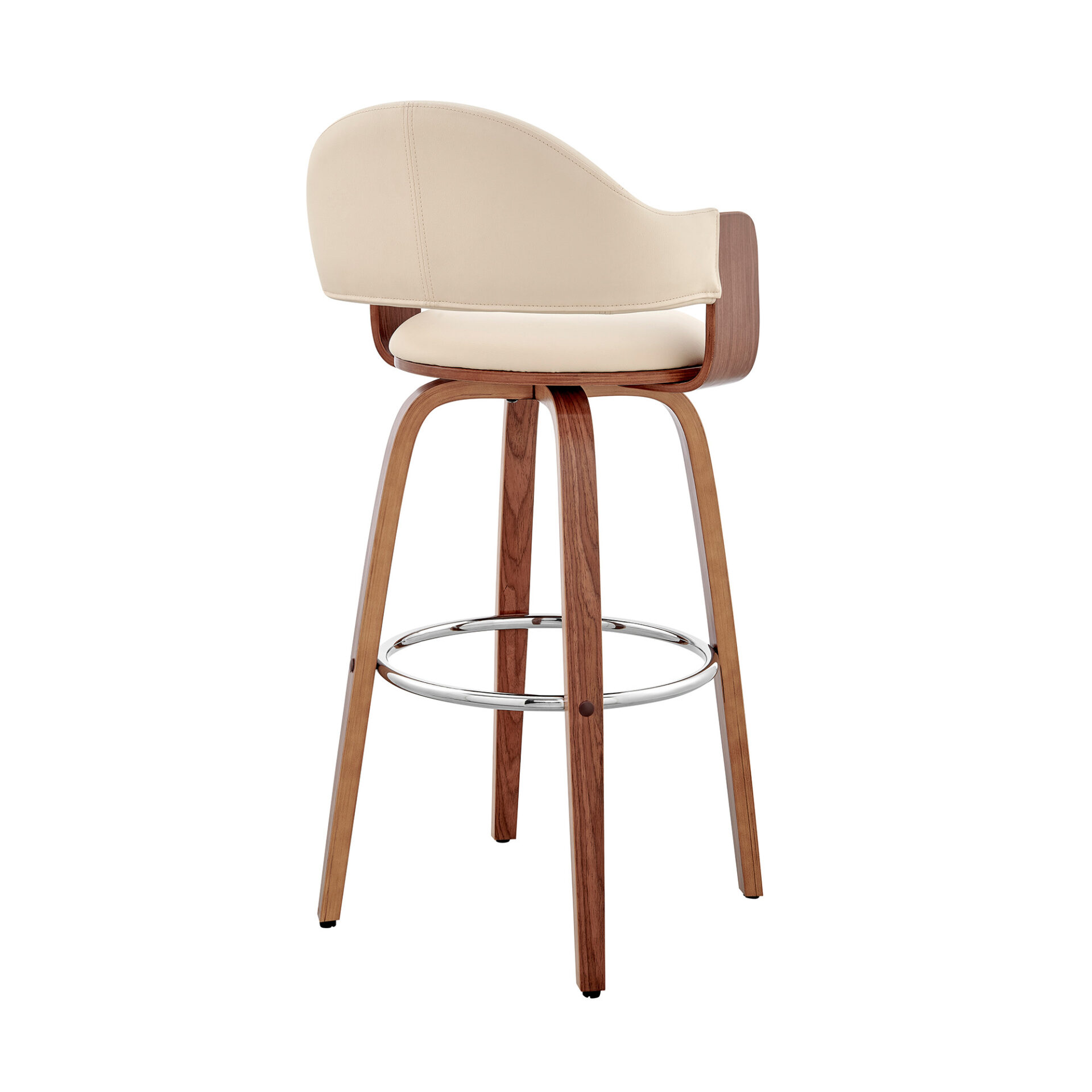 30 Inch Cream and Brown Swivel Bar Stool With Armrests 5 30 Inch Cream and Brown Swivel Bar Stool With Armrests - Image 5