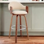 30 Inch Cream and Brown Swivel Bar Stool With Armrests 9 30 Inch Cream and Brown Swivel Bar Stool With Armrests