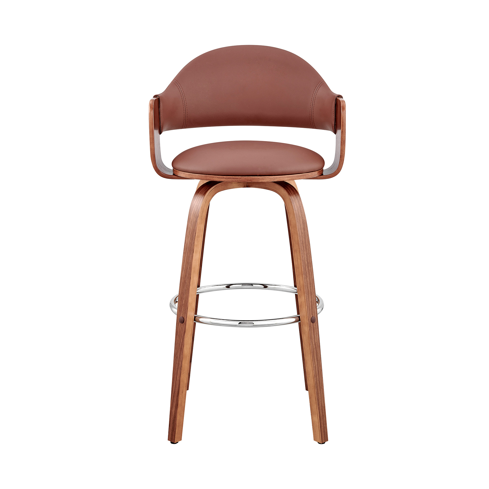 26 Inch Brown Swivel Counter Height Bar Stool With Footrest 2 26 Inch Brown Swivel Counter Height Bar Stool With Footrest - Image 2