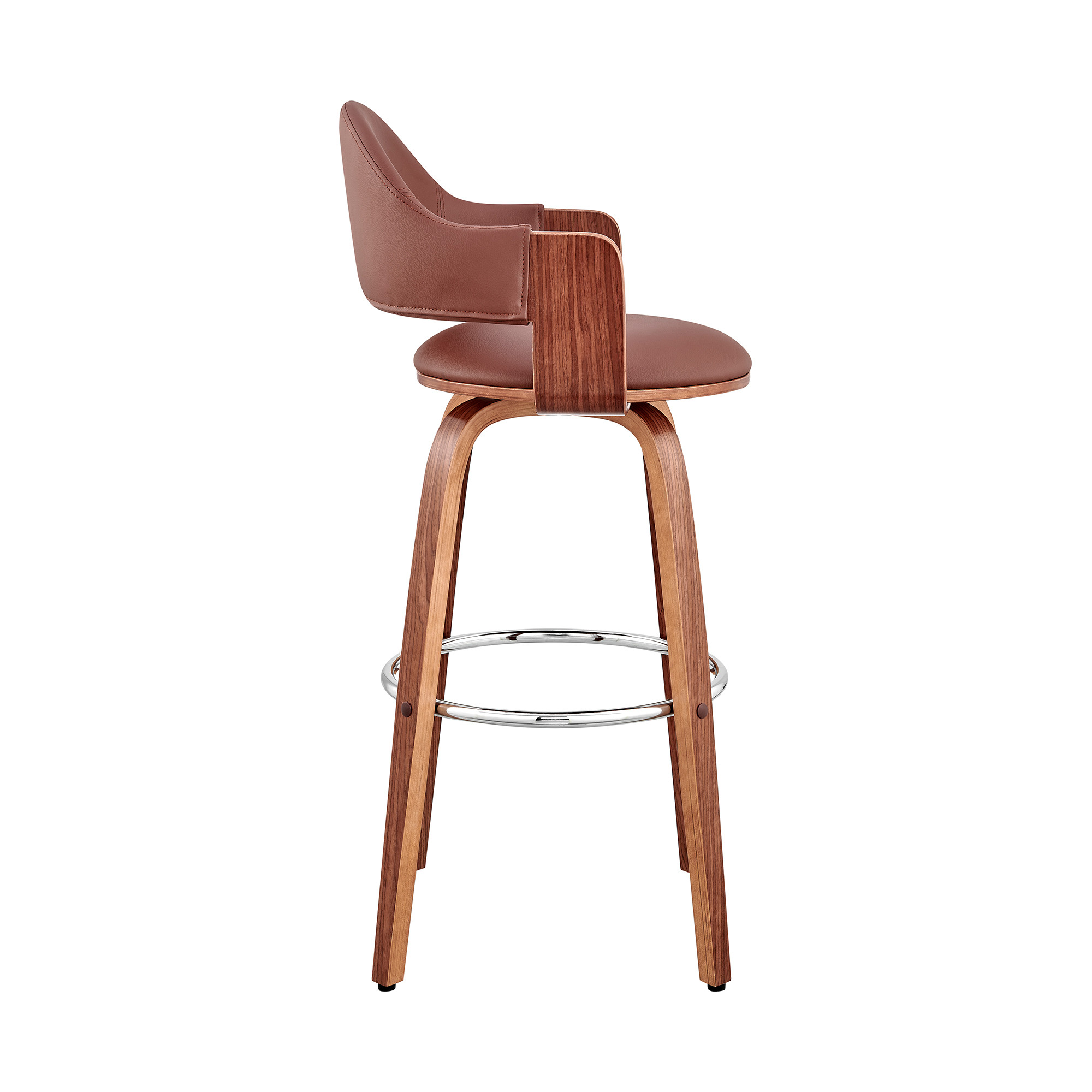 26 Inch Brown Swivel Counter Height Bar Stool With Footrest 3 26 Inch Brown Swivel Counter Height Bar Stool With Footrest - Image 3