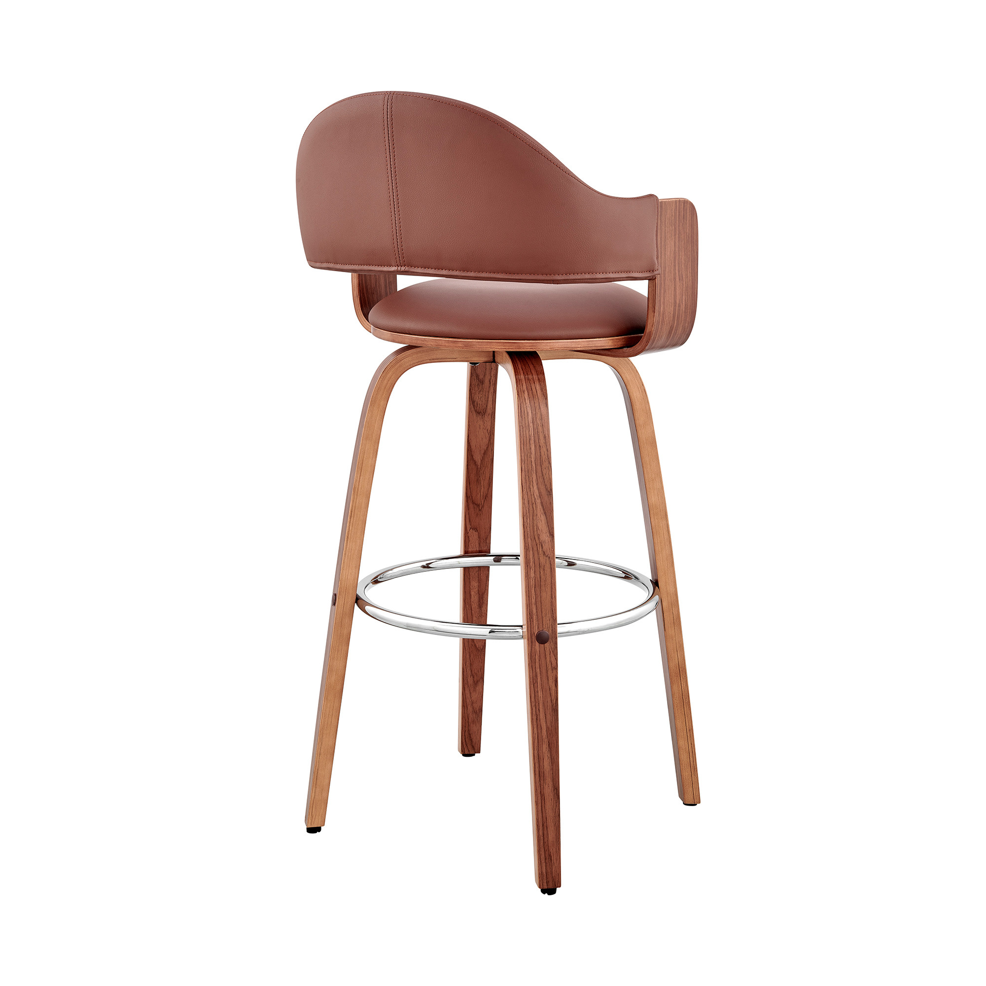26 Inch Brown Swivel Counter Height Bar Stool With Footrest 4 26 Inch Brown Swivel Counter Height Bar Stool With Footrest - Image 4
