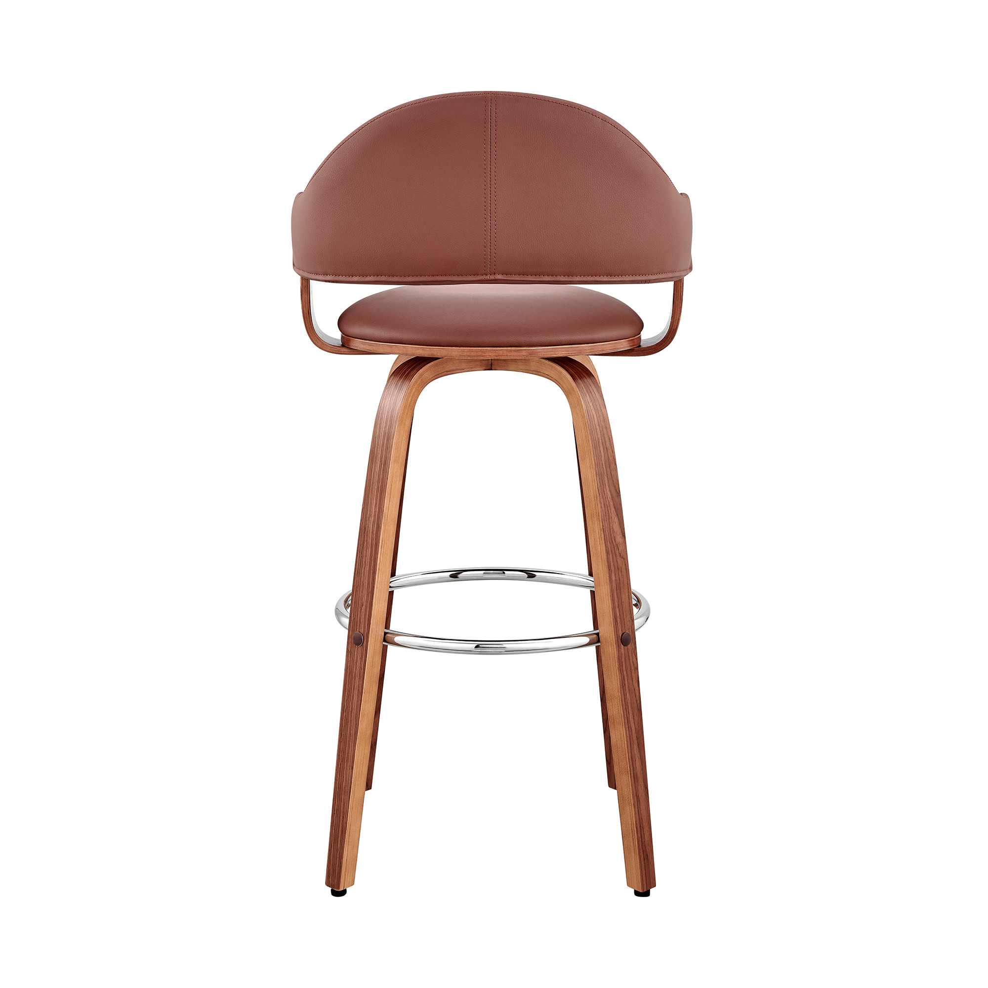 26 Inch Brown Swivel Counter Height Bar Stool With Footrest 5 26 Inch Brown Swivel Counter Height Bar Stool With Footrest - Image 5