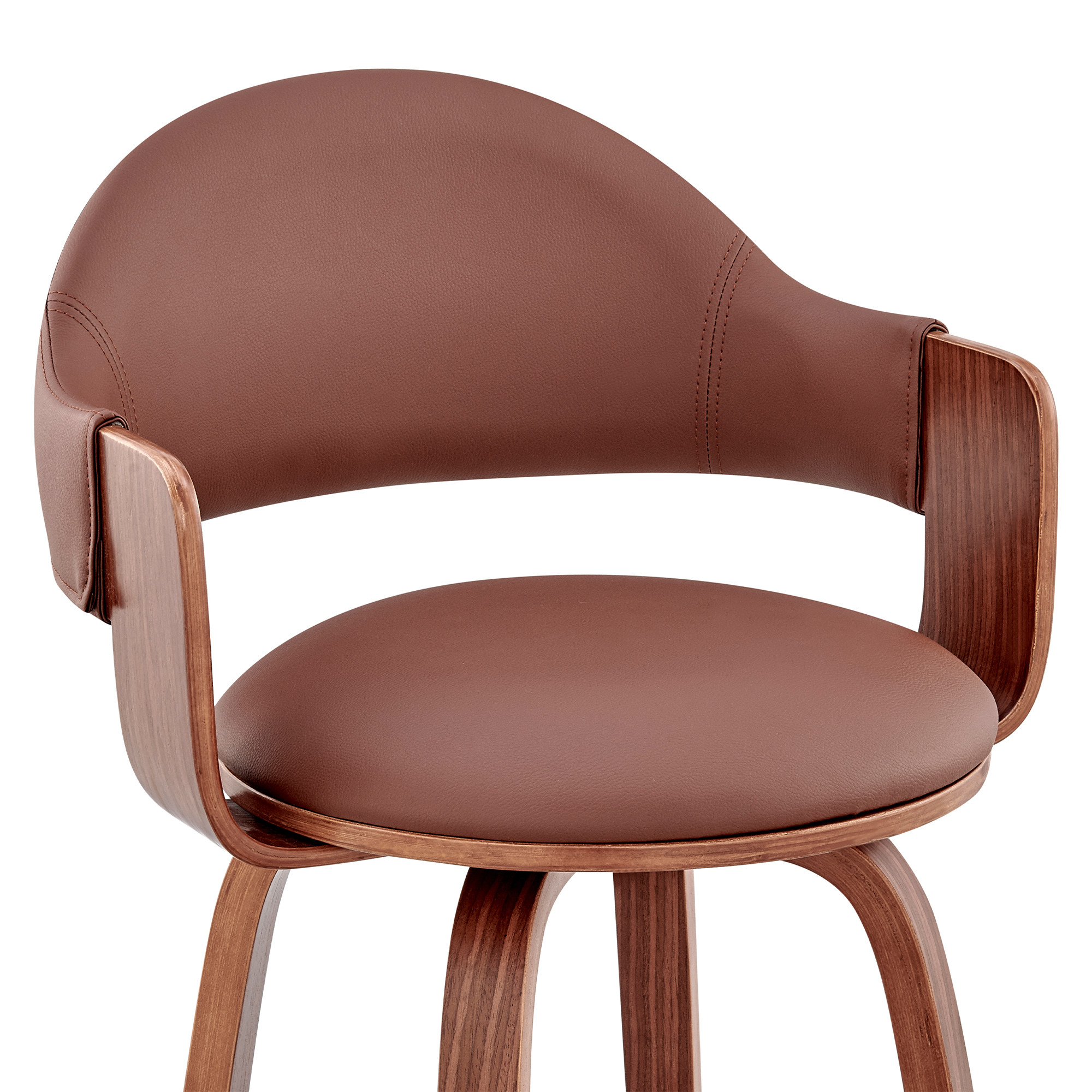 26 Inch Brown Swivel Counter Height Bar Stool With Footrest 6 26 Inch Brown Swivel Counter Height Bar Stool With Footrest - Image 6